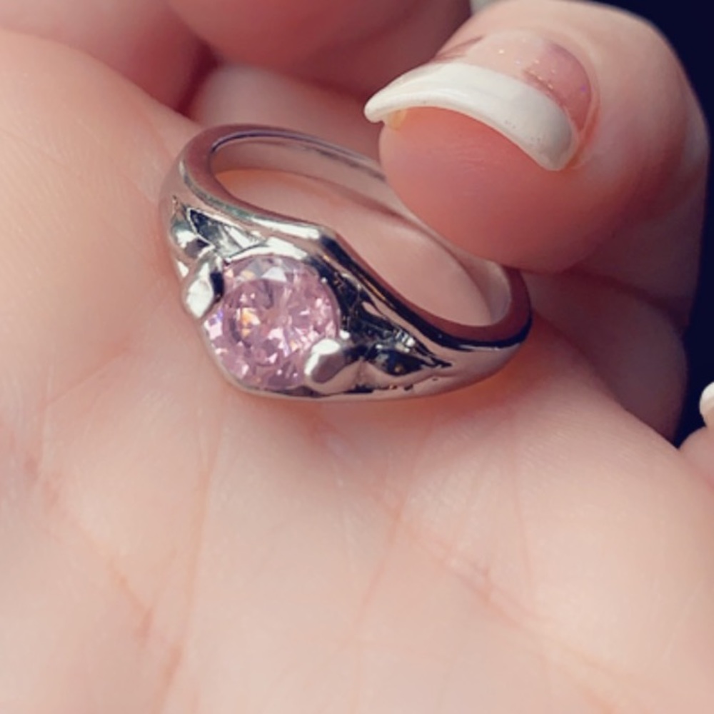 Sterling Silver Pink Gemstone Women's Ring